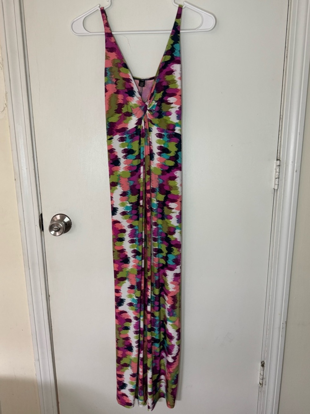 Ambrielle Pink, Green & Blue Floral Print Maxi Dress